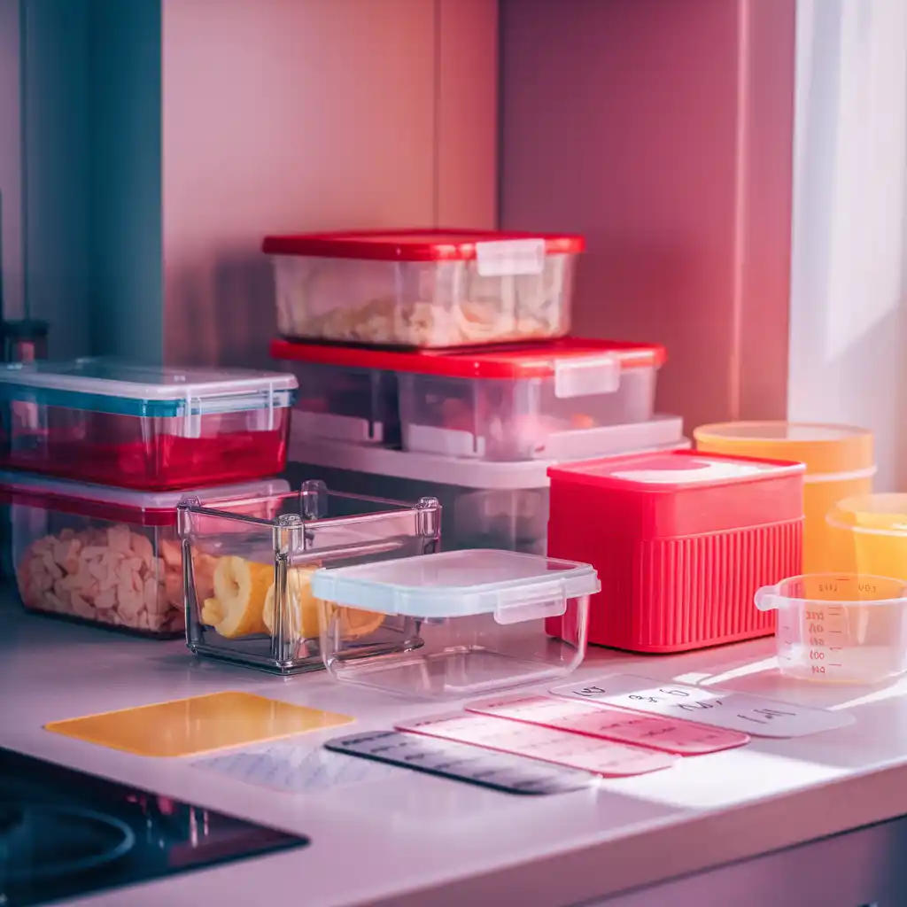 A variety of storage containers for soup, including glass and plastic.