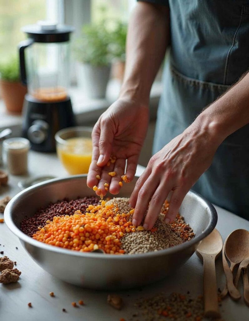 Mixing ingredients for fish feed