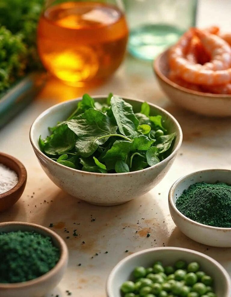 A variety of homemade fish food options arranged on a kitchen counter.