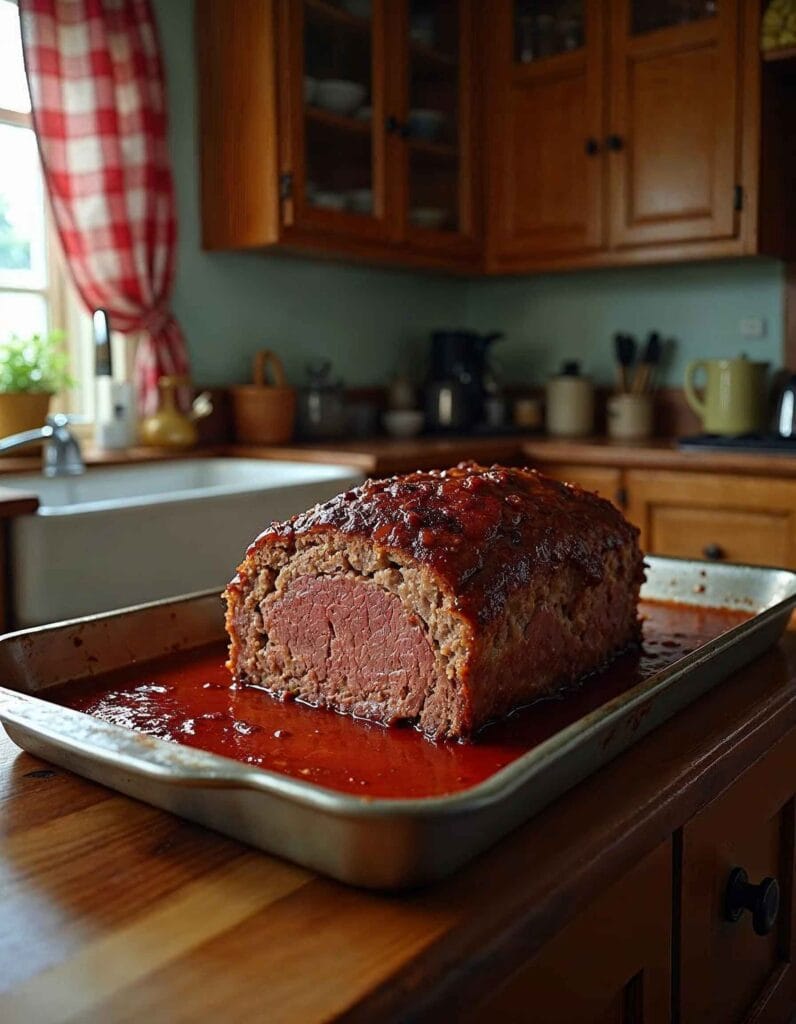 Crispy crust meatloaf with a golden-brown exterior.