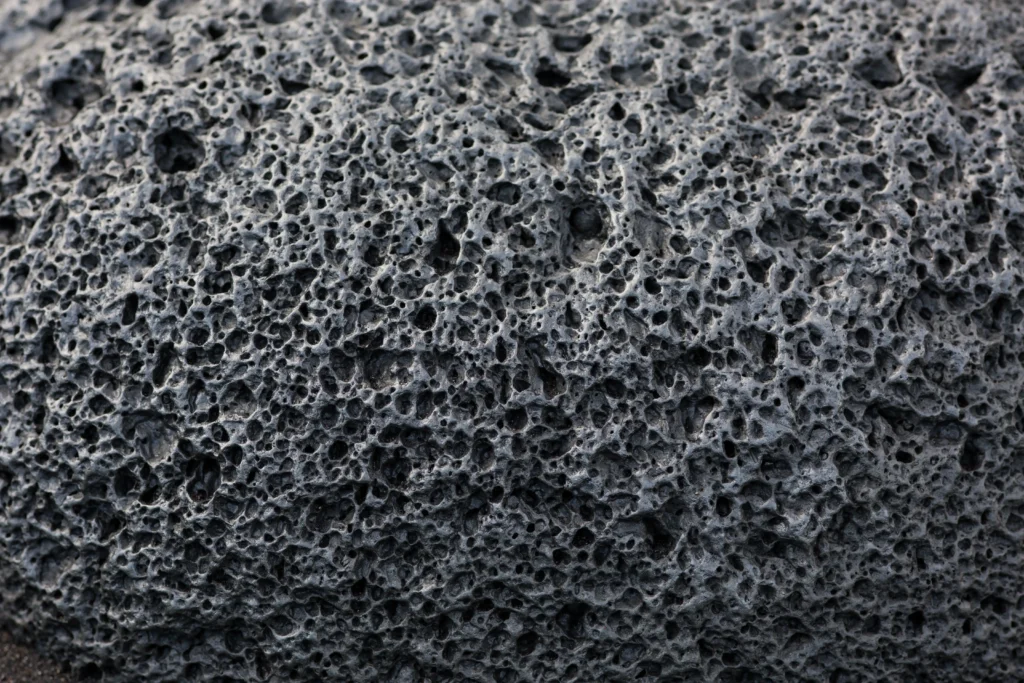 Close-up of volcanic basalt stone texture