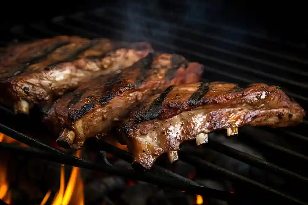 Grilled back ribs with perfect char marks.