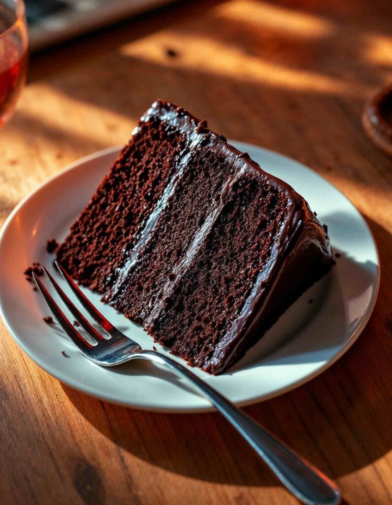 Moist and rich chocolate cake made with sour cream.